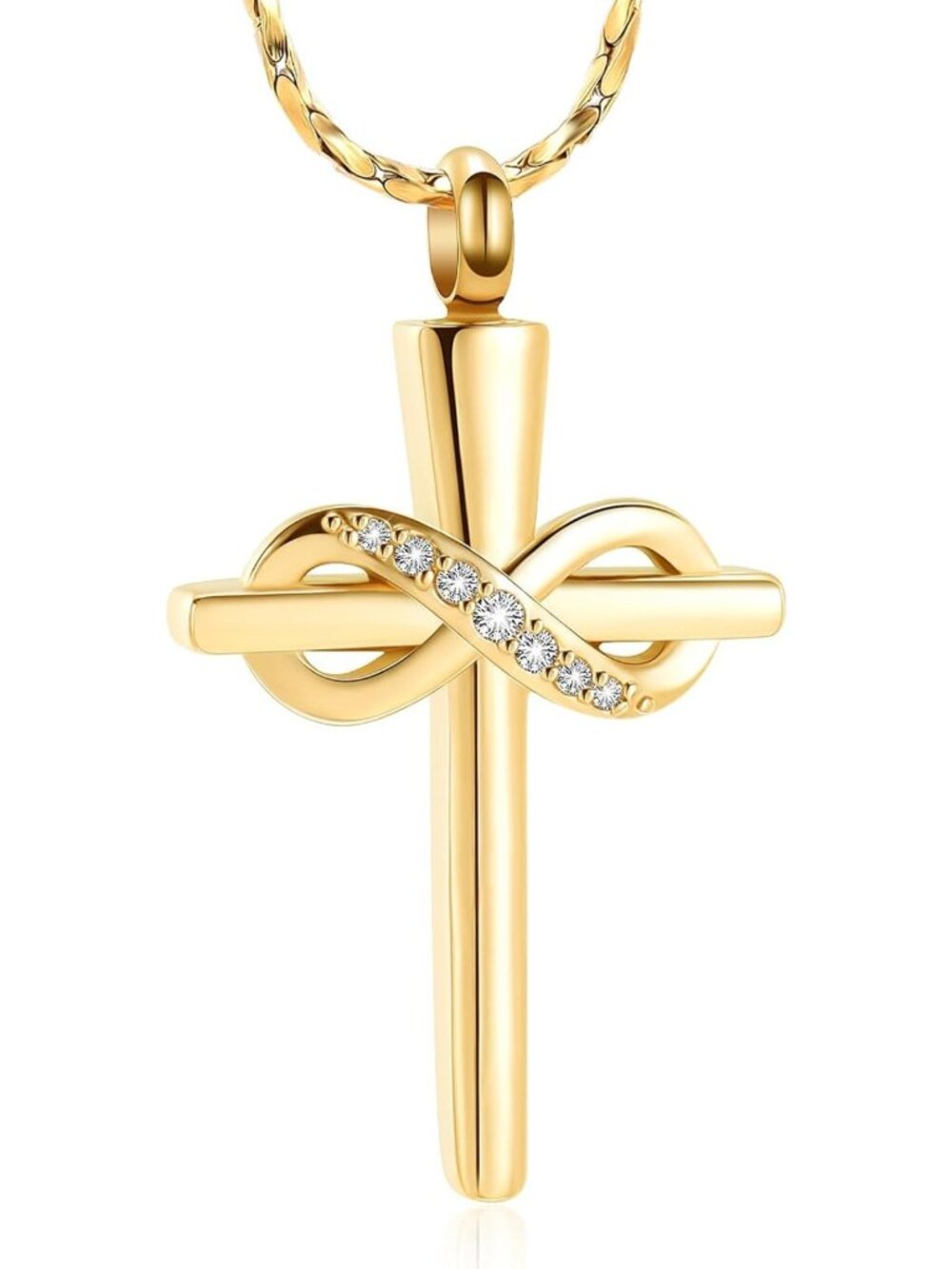 Infinity Love Cross Cremation Jewelry Pendant Necklace for Ashes - Memorial